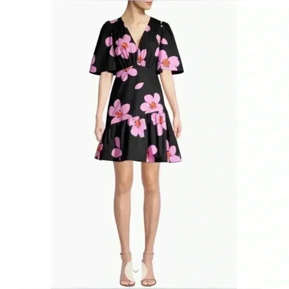 Kate Spade Grand Flora Womens Fit & Flare Dress Size‎ 2 Navy Pink Cotton - Picture 1 of 4